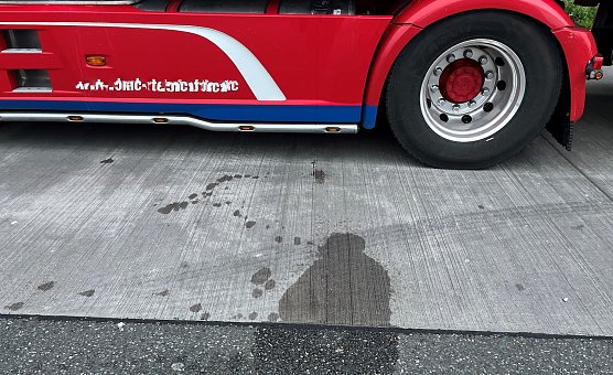 Leergetankte LKWs auf em Autobahnrastplatz (Foto: Autobahnpolizei)