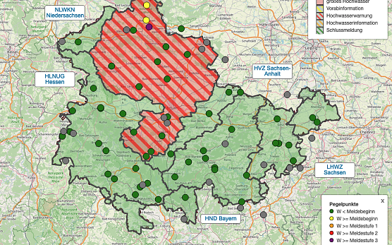 Hochwasserwarnung für Nordhausen (Foto: Hochwassernachrichtenzentrale Thüringen) Hochwasserwarnung für Nordhausen (Foto: Hochwassernachrichtenzentrale Thüringen)