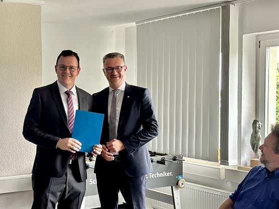 Th&uuml;ringens Wissenschaftsminister Christian Tischner (rechts) weilte zum Antrittsbesuch an der Hochschule Nordhausen (Foto: HSN)