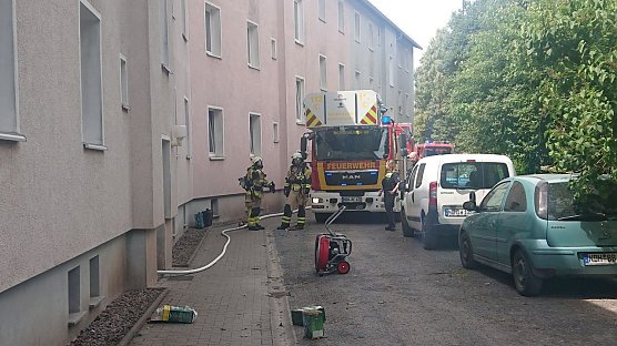 Feuerwehreinsatz in der Predigerstra&szlig;e in Nordhausen (Foto: agl)