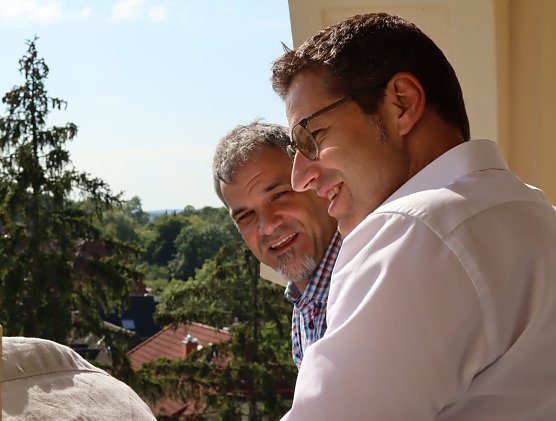 Die Oberbürgermeister Buchmann und Eiskirch in 2024 (Foto: Stadt Nordhausen) Die Oberbürgermeister Buchmann und Eiskirch in 2024 (Foto: Stadt Nordhausen)