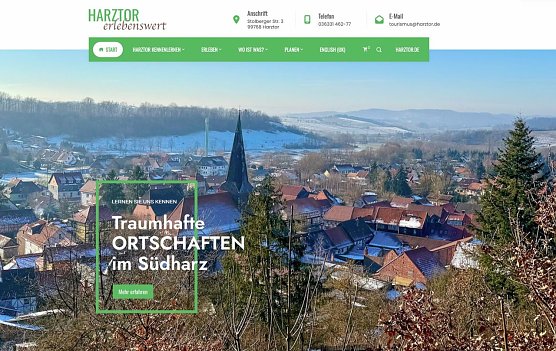 So sieht die Startseite der neuen Tourismus-Seite der Gemeinde Harztor aus.  (Foto: ssc)