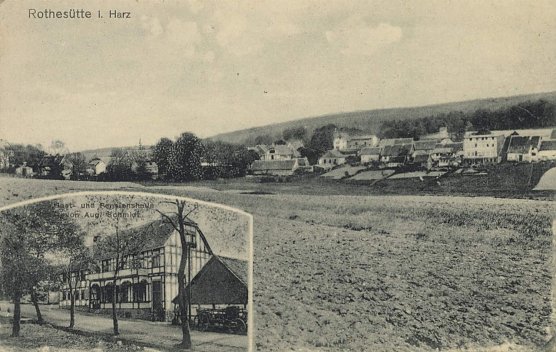 Die alte Postkarte zeigt links unten das Gasthaus mit Pension um 1910..  (Foto: Wikipedia, Von Paul Hallensleben, Benneckenstein (Harz) )