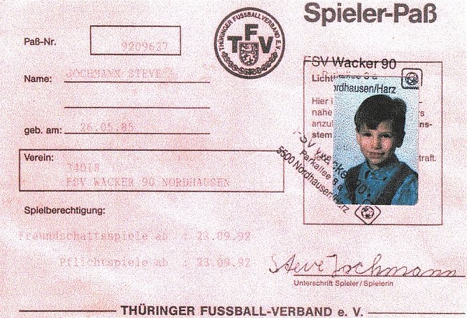 Der Spielerpass (Foto: Wacker Nordhausen)