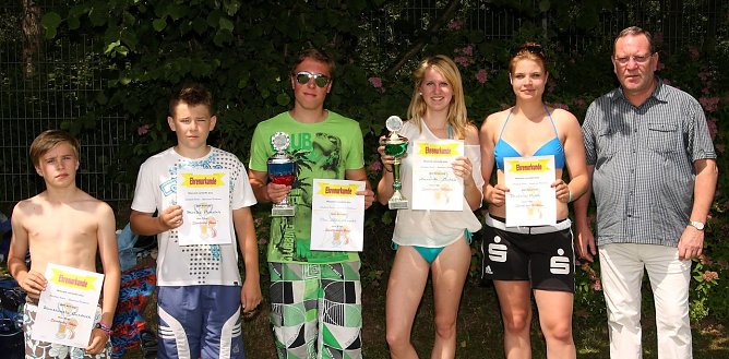 Schulleiter Uwe Spieß mit den Sportlern des Jahres (Foto: Heike Roeder) Schulleiter Uwe Spieß mit den Sportlern des Jahres (Foto: Heike Roeder)