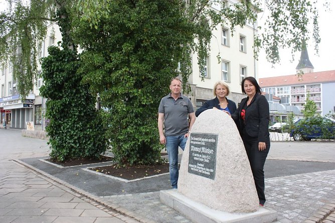 Das Denkmal f&uuml;r Thomas M&uuml;ntzer erstrahlt in neuem Glanz (Foto: Patrick Grabe)