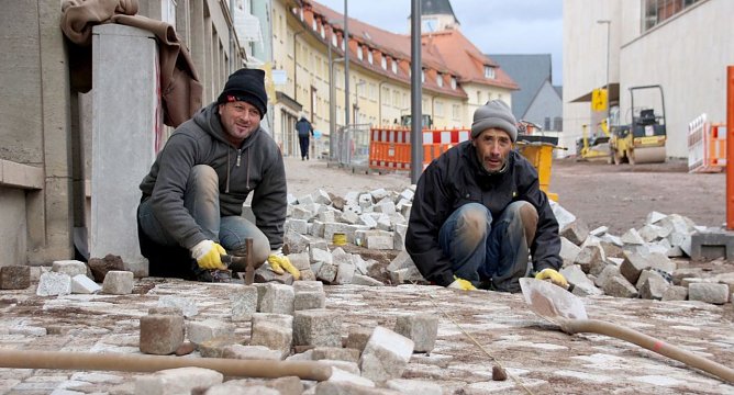 Hier wird gepflastert (Foto: P. Grabe|Stadtverwaltung Nordhausen)