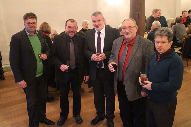 v.l.: Frank Rostek, Maik Schr&ouml;ter, Stefan N&uuml;&szlig;le, Egon Primas, Dirk Erfurt (Foto: Angelo Glashagel)