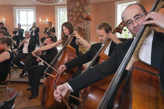 der Solobassist des Loh-Orchesters im After-Work-Konzert am 24. M&auml;rz im Theater Nordhausen (Foto: Iris K&uuml;hmstedt)