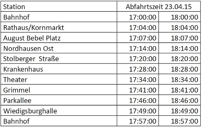 Der Sonder-Fahrplan (Foto: privat)