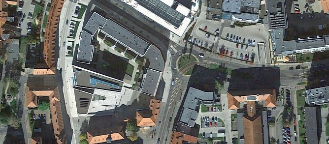 Quartier am Kornmarkt  (Foto: Google Earth)