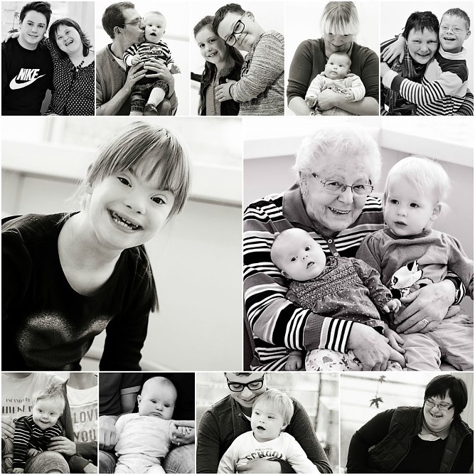 Collage Jenny Klestil: Die zw&ouml;lf Familien, die sich zur Vernissage in der HELIOS Klinik Bleicherode fotografieren lie&szlig;en, wurden von der Fotografin Jenny Klestil in einer Collage zusammengefasst. (Foto: Jenny Klestil)