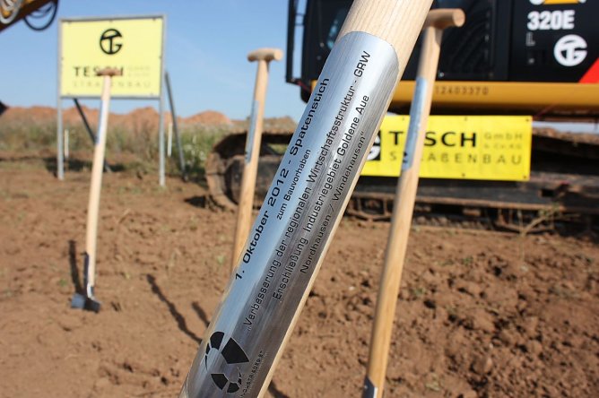 Am 1. Oktober 2012 war Spatenstich f&uuml;r das Industriegebiet. (Foto: Pressestelle Stadt Nordhausen, Patrick Grabe)