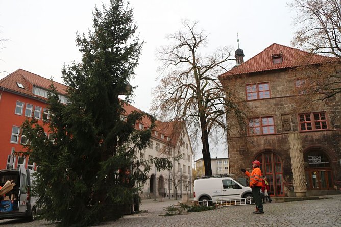Weihnachtsbaum vor dem Nordhäuser Rathaus (Foto: Angelo Glashagel) Weihnachtsbaum vor dem Nordhäuser Rathaus (Foto: Angelo Glashagel)