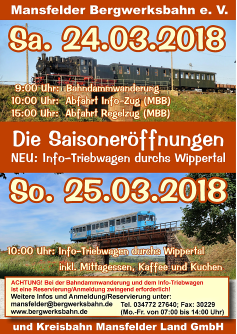 Info-Triebwagen durchs Wippertal (Foto: Mansfelder Bergwerksbahn)