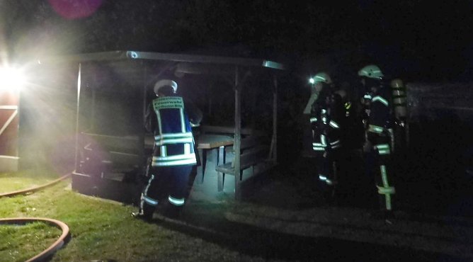 Gartenlaube brannte (Foto: FFW Nordhausen Mitte)