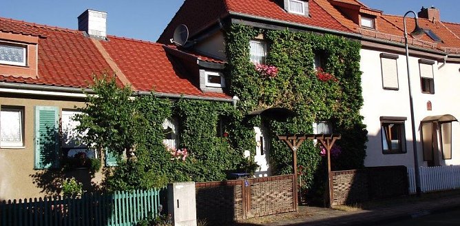 Noch rar in der Stadt: Geb&auml;udebegr&uuml;nung � hier in der Friedrich-Ebert-Stra&szlig;e. (Foto: Kurt Frank)