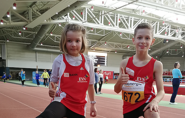 Ellen Rieger und Damian Bachmann bei den Westth&uuml;ringer Mehrkampfmeisterschaften (Foto: HSG Nordhausen)