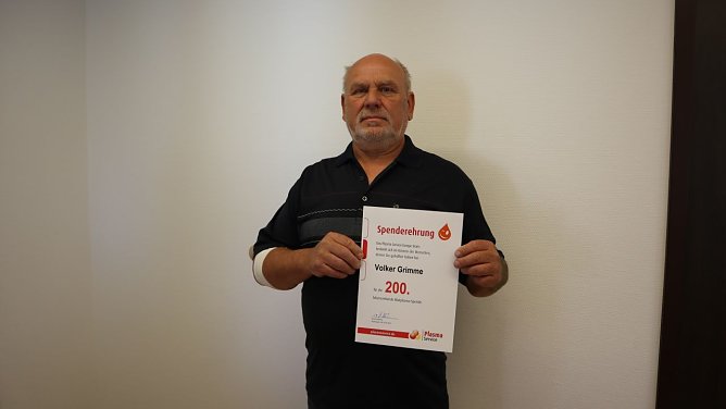 Volker Grimme spendet seit 2013 Plasma (Foto: Plasma Service Europe GmbH)