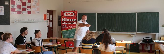 Warren "the Englishman" Green zu Gast an der Petersbergschule (Foto: Angelo Glashagel)