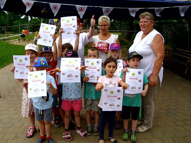 In der vergangenen Woche war es soweit - die Kinder der DRK Kitas im Landkreis Nordhausen trafen sich zum 4. mal, um ihr Wissen und K&ouml;nnen &uuml;ber die Erste Hilfe unter Beweis stellen zu k&ouml;nnen (Foto: DRK Kita Sonnenschein)