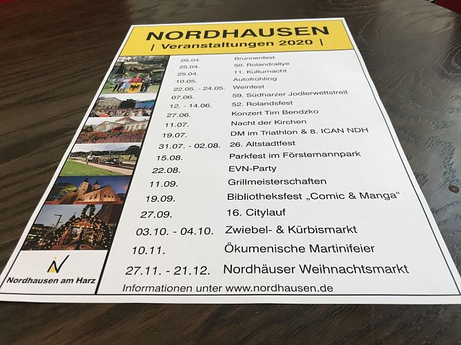 eranstaltungshöhepunkte 2020 in der Stadt Nordhausen (Foto: Pressestelle Stadt Nordhausen) eranstaltungshöhepunkte 2020 in der Stadt Nordhausen (Foto: Pressestelle Stadt Nordhausen)