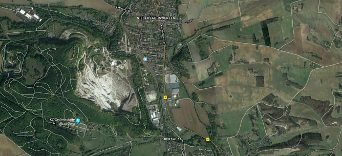 Gipsabbau im S&uuml;dharz (Foto: Google Maps, GeoBasis DE/BKG, GeoContent, Maxar Technologies Kartendaten  )