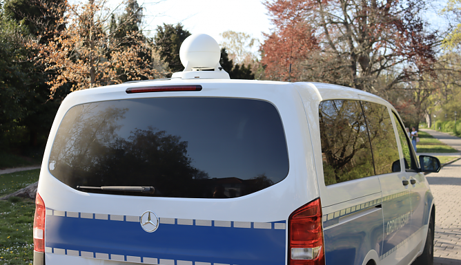 Fahrzeug des Ordnungsamts der Stadt Nordhausen mit mobilem Lautsprecher-/Sirenensystem  (Foto: Stadtverwaltung Nordhausen)