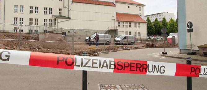 Blindgänger am Nordhäuser Theater entdeckt (Foto: agl) Blindgänger am Nordhäuser Theater entdeckt (Foto: agl)