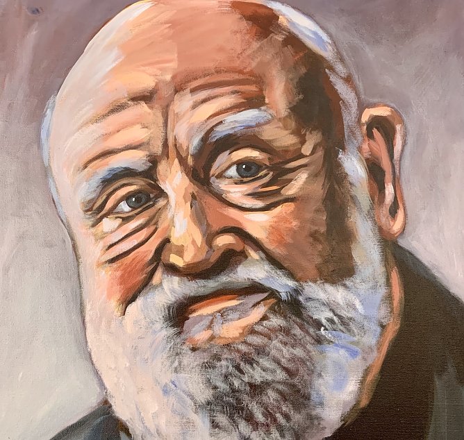 Rolf Hoppe von Herrn Schneider gemalt. (Foto: S. Banner) Rolf Hoppe von Herrn Schneider gemalt. (Foto: S. Banner)