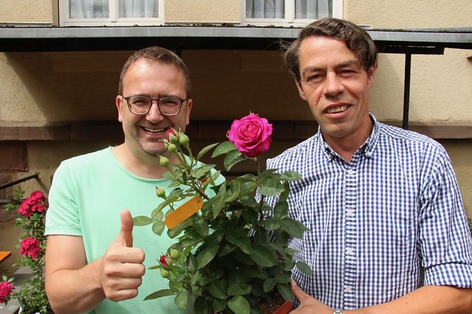 Die Rosenexperten Andreas Lechner und Heiko Le&szlig;mann geben hilfreiche Tipps (Foto: agl)