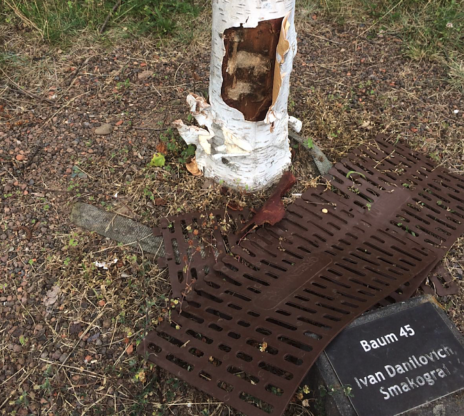 Vandalismus am Ehrenhain (Foto: Gedenkst&auml;tte Mittelbau-Dora)