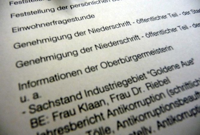 Tagesordnung (Foto: nnz) Tagesordnung (Foto: nnz)