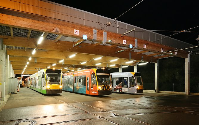 Combinos im Depot in der Grimmelallee (Foto: Verkehrsbetrieb Nordhausen )