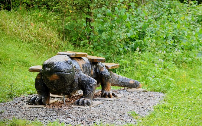 Die Feuersalamanderbank steht unweit des Regenborns (Foto: Susanne Schedwill) Die Feuersalamanderbank steht unweit des Regenborns (Foto: Susanne Schedwill)