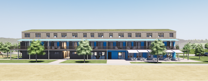 So k&ouml;nnte ein multifunktionales Geb&auml;ude an einem modernen Strandensemble bei Sundhausen aussehen (Foto: Heck Immobilien)