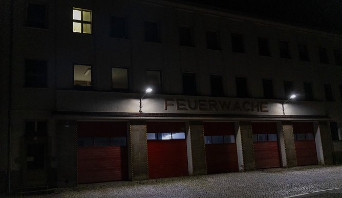 Die alte Nordhäuser Feuerwache in der Nacht des 3. Juli dieses Jahres (Foto: privat) Die alte Nordhäuser Feuerwache in der Nacht des 3. Juli dieses Jahres (Foto: privat)