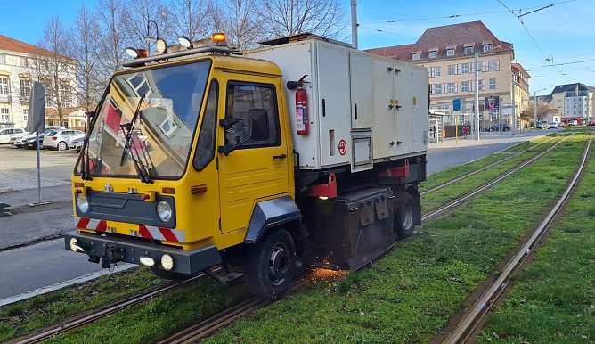 Werterhaltung der Stra&szlig;enbahngleise in Nordhausen (Foto: Ralf Stade (Verkehrsbetriebe Nordhausen GmbH))