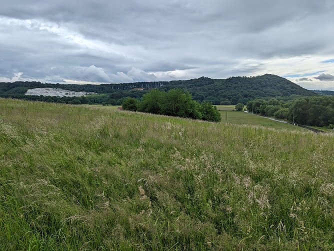 Blick von der Appenr&ouml;der Kirche aus &uuml;ber das Abbaugebiet links und der bereits renaturierte Teil rechts, die Kelle befindet sich jenseits der Ortsverbindungsstra&szlig;e Appenrode - Woffleben, also weit entfernt und in anderer Richtung des Tagebaus R&uuml;sselsee (Foto: privat)