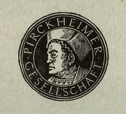 D&uuml;rers Portr&auml;t Willibald Pirckheimers als Signet der Pirckheimergesellschaft, Repro Kneffel (Foto: Heidelore Kneffel)