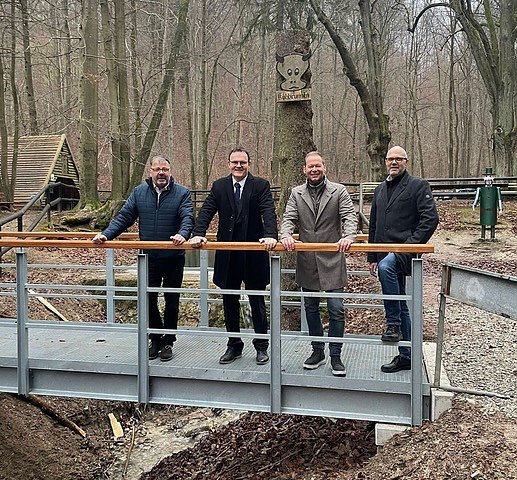 v.l.: Frank Rostek, Prof. Dr. J&ouml;rg Wagner, Tino Pf&ouml;rtner, Holger Richter  (Foto: Stadt Bleicherode)