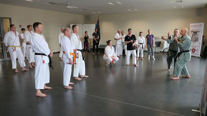 In der Aula des Nordh&auml;user Humboldt-Gymnasiums fand der Jahreslehrgang der Selbstverteidigungsgruppe des Karate-Do-Kwai statt (Foto: Karate Do Kwai)