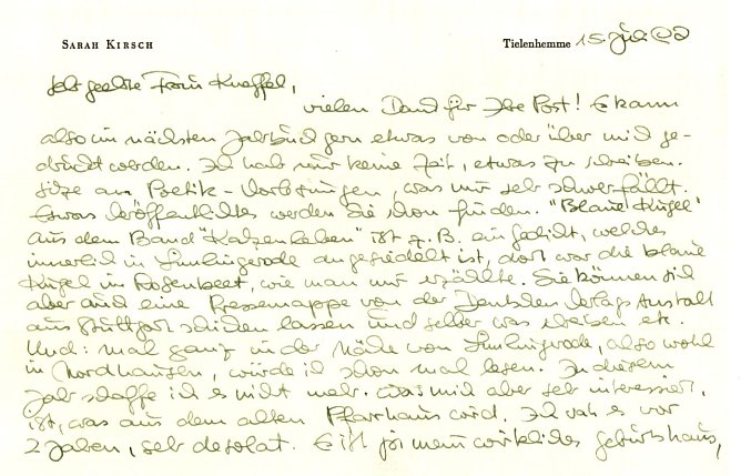 1. Brief der Kirschl, 1996 (Foto: Heidelore Kneffel)