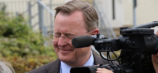 Bodo Ramelow (hier bei einem Wahlkampfauftritt) gab ein Interview (Foto: Eva Maria Wiegand)