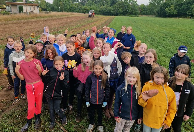 Grundschüler aus Werther bei der Kartoffelernte (Foto: GS Werther) Grundschüler aus Werther bei der Kartoffelernte (Foto: GS Werther)