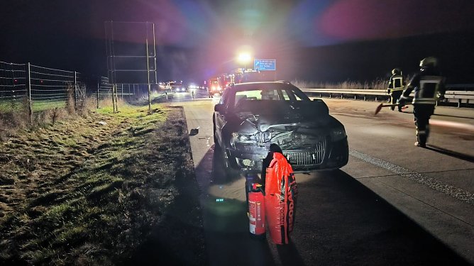 Unfall auf der A38 bei Gro&szlig;wechsungen (Foto: S. Dietzel)