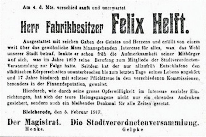 Todesanzeige zum Ableben von Felix Heldt.  (Foto: Repro: Dirk Schmidt)