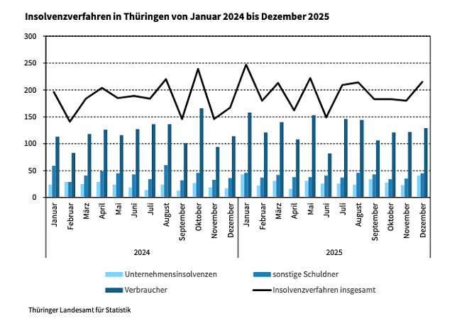 Überblick über das Insolvenzgeschehen im vergangenen Jahr. (Foto: Grafik: Statistisches Landesamt) Überblick über das Insolvenzgeschehen im vergangenen Jahr. (Foto: Grafik: Statistisches Landesamt)
