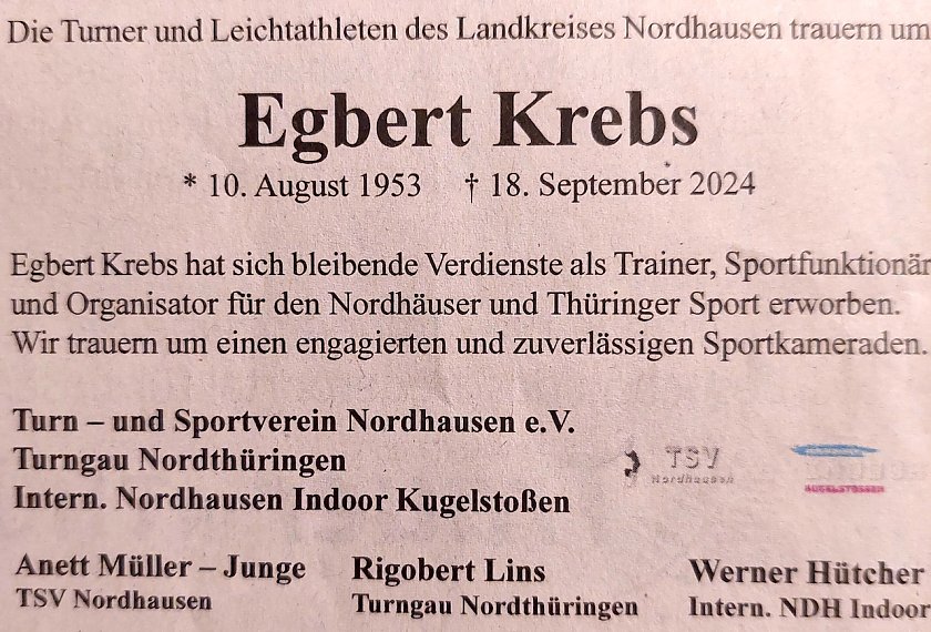 Anzeige Egbert Krebs (Foto: Werner H&uuml;tcher)