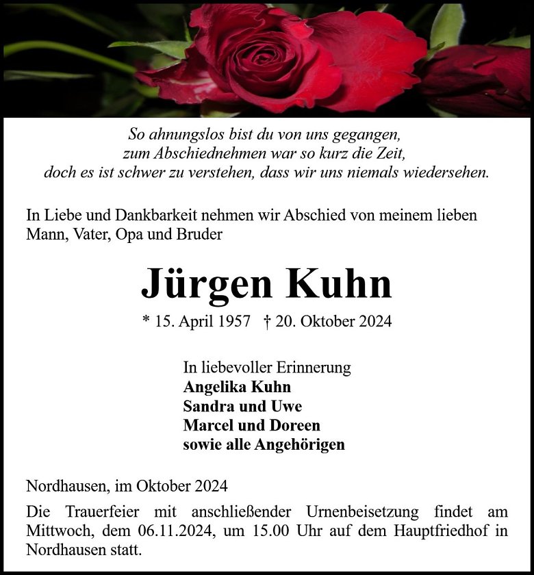 Traueranzeige (Foto: Bestattung Baumgarten)